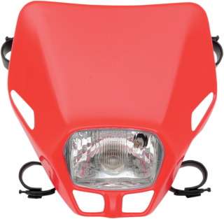 Univerzální přední maska se světlem UFO FIRE-FLY SINGLE HEADLIGHT (12V/35W) barva červená