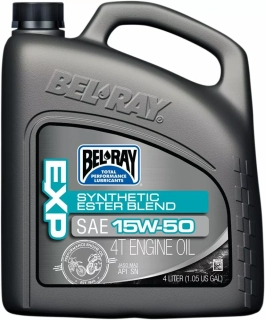 Olej BEL-RAY EXP 15W-50 SYNTHETIC ESTER BLEND 4T ENGINE OIL balení 4 litry