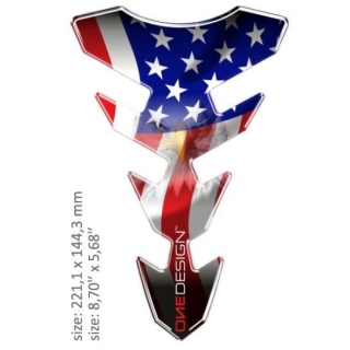 Samolepka - tank pad na nádrž motocyklu ONEDESIGN UNIVERSAL TANK PAD GLOSS BLUE/RED/WHITE - AMERICAN FLAG DESIGN