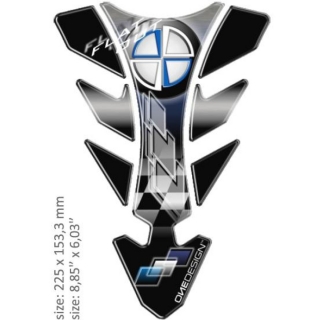 Samolepka - tank pad na nádrž motocyklu ONEDESIGN UNIVERSAL TANK PAD GLOSS BLACK/WHITE/BLUE - BMW DESIGN 