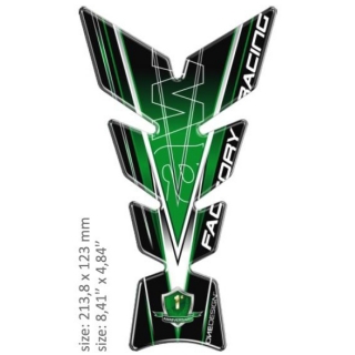 Samolepka - tank pad na nádrž motocyklu ONEDESIGN UNIVERSAL TANK PAD GLOSS GREEN/BLACK/WHITE - KAWASAKI 