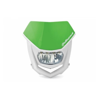 Univerzální přední maska se světlem POLISPORT HALO LED HEADLIGHT ECE APPROVED GREEN/WHITE