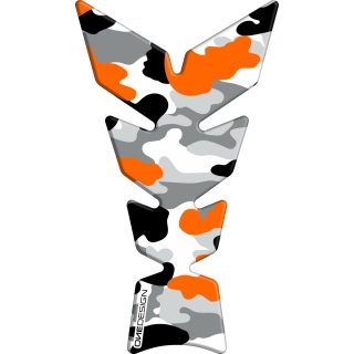 Samolepka - tank pad na nádrž motocyklu ONEDESIGN TANKPAD SOFT CAMO ORANŽOVÁ FLUO rozměr 123mm x 213mm