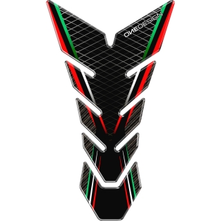 Samolepka - tank pad na nádrž motocyklu ONEDESIGN TANKPAD BLACK/RED/GREEN rozměr 134mm x 230 mm